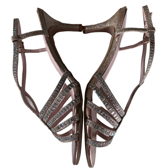 Benjamin Walk Womens Dulce Champagne Shimmer Ankle Strap Heels Size 8 - Picture 5 of 9